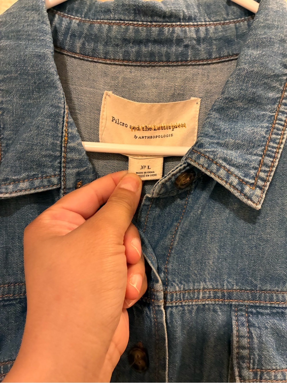 Anthropologie Blue Denim Tie-Waist Utility Jumpsuit - Picture 4 of 8